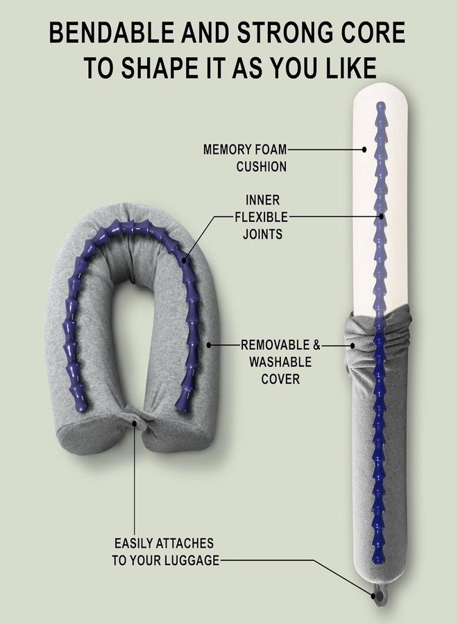 Zipron Twist Memory Foam Travel Pillow for Airplanes - Travel Neck Pillow for Sleeping - Airplane Pillow for Neck Support, Chin, Lumbar and Leg - Adjustable, Bendable Neck Roll Pillow - Image 2